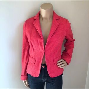 J. Crew Wool Herringbone coral colored blazer. size 4. Like new condition.